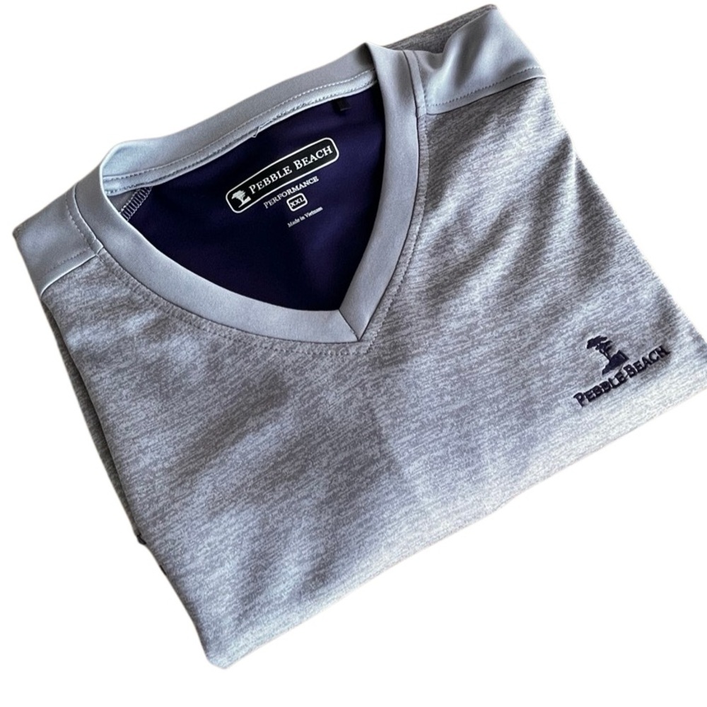 Pebble Beach Performance Men’s XXL Gray V-Neck Pullover Long Sleeve Golf